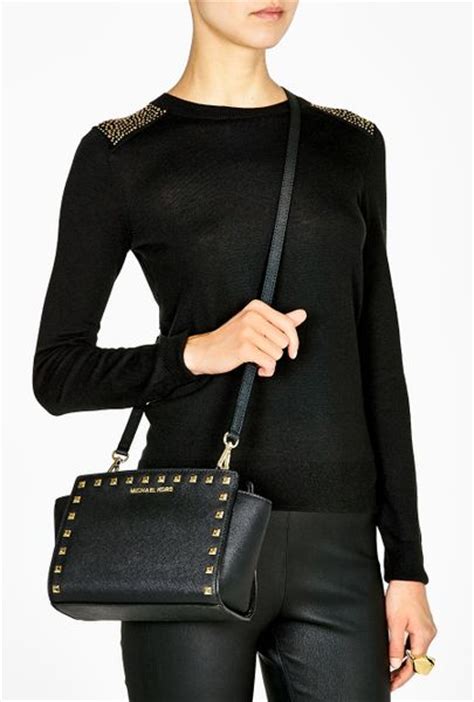 michael kors black selma medium messenger crossbody bag|Selma Medium Saffiano Leather Crossbody Bag .